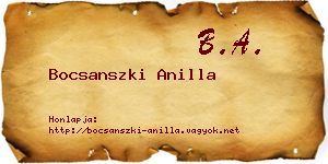 Bocsanszki Anilla névjegykártya